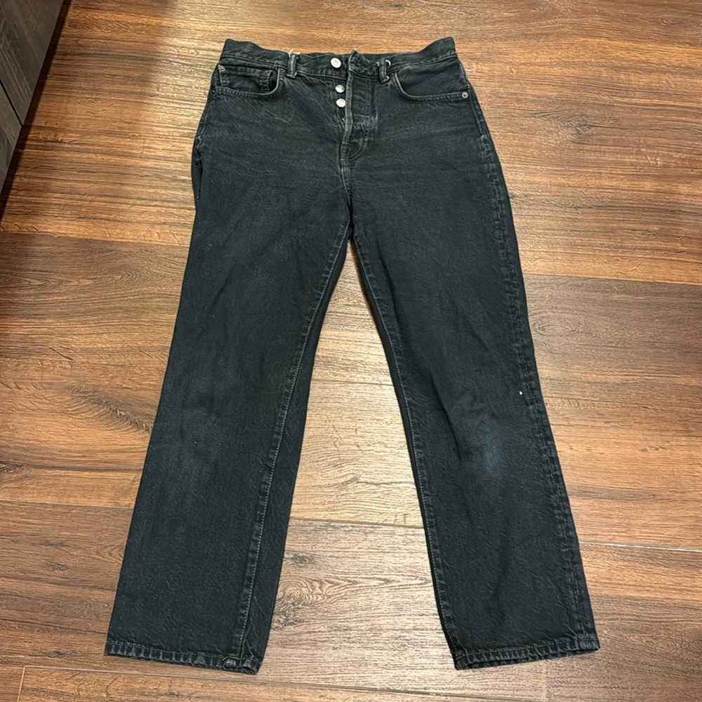 Acne Studios Button Fly Blue Jeans in River Dark Blue/ Black Size 28/32